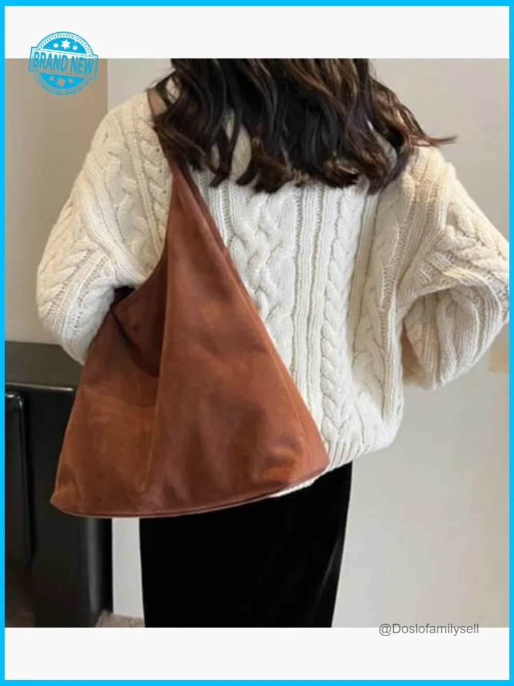 Retro Slouchy Suede Hobo Shoulder Bag Minimal Chic Casual Work Tote